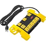 CCCEI Heavy Duty Power Strip with USB, Workshop 8 Outlet Surge Protector 2700 Joules, Industrial Metal 15Amp Power Strip, 20 FT Extension Cord and Wide Spaced Black.