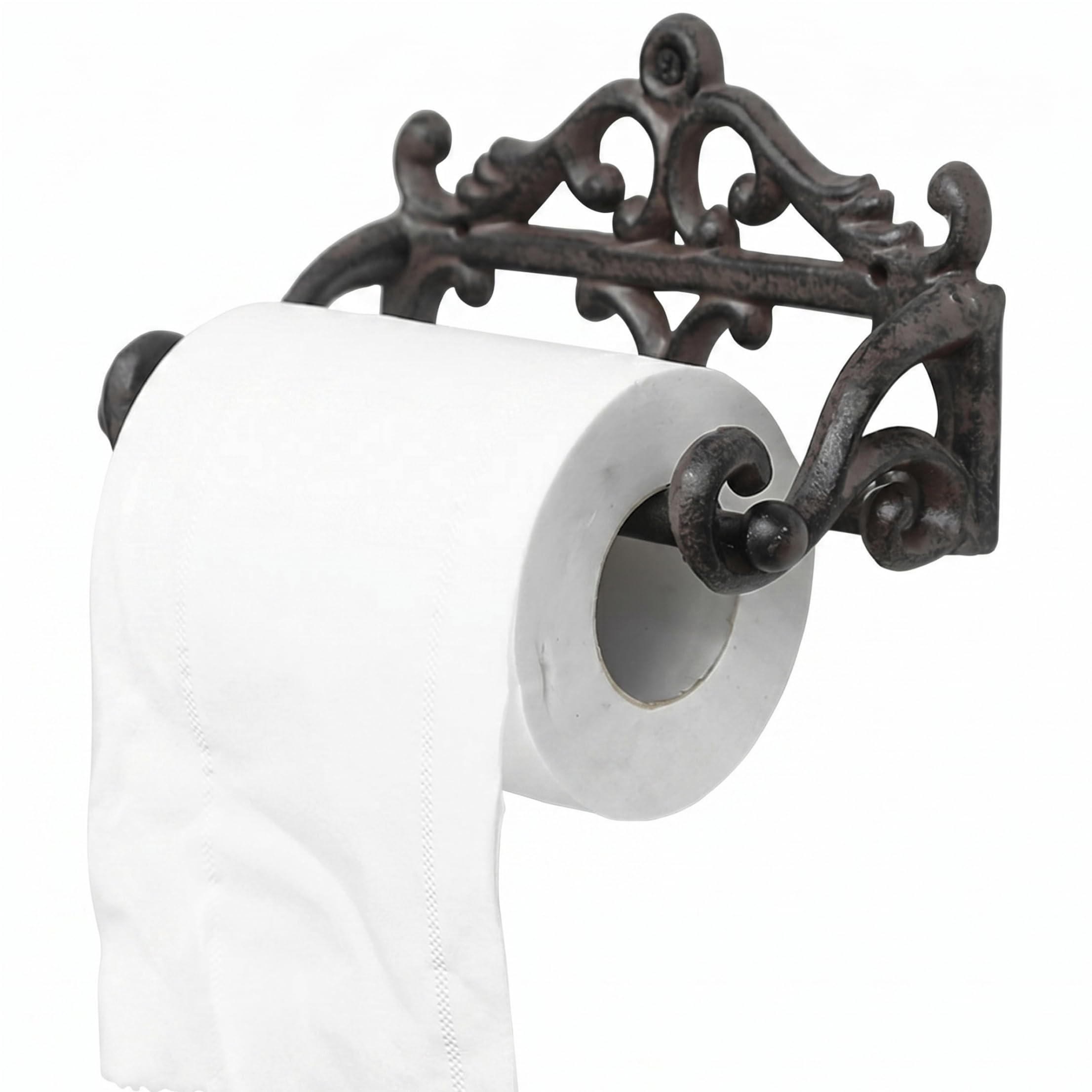 Rustic Toilet Paper Holder, Cast Iron Wall-Mounted Decorative Toilet Tissue Holder, Rustic Farmhouse Bathroom Decor