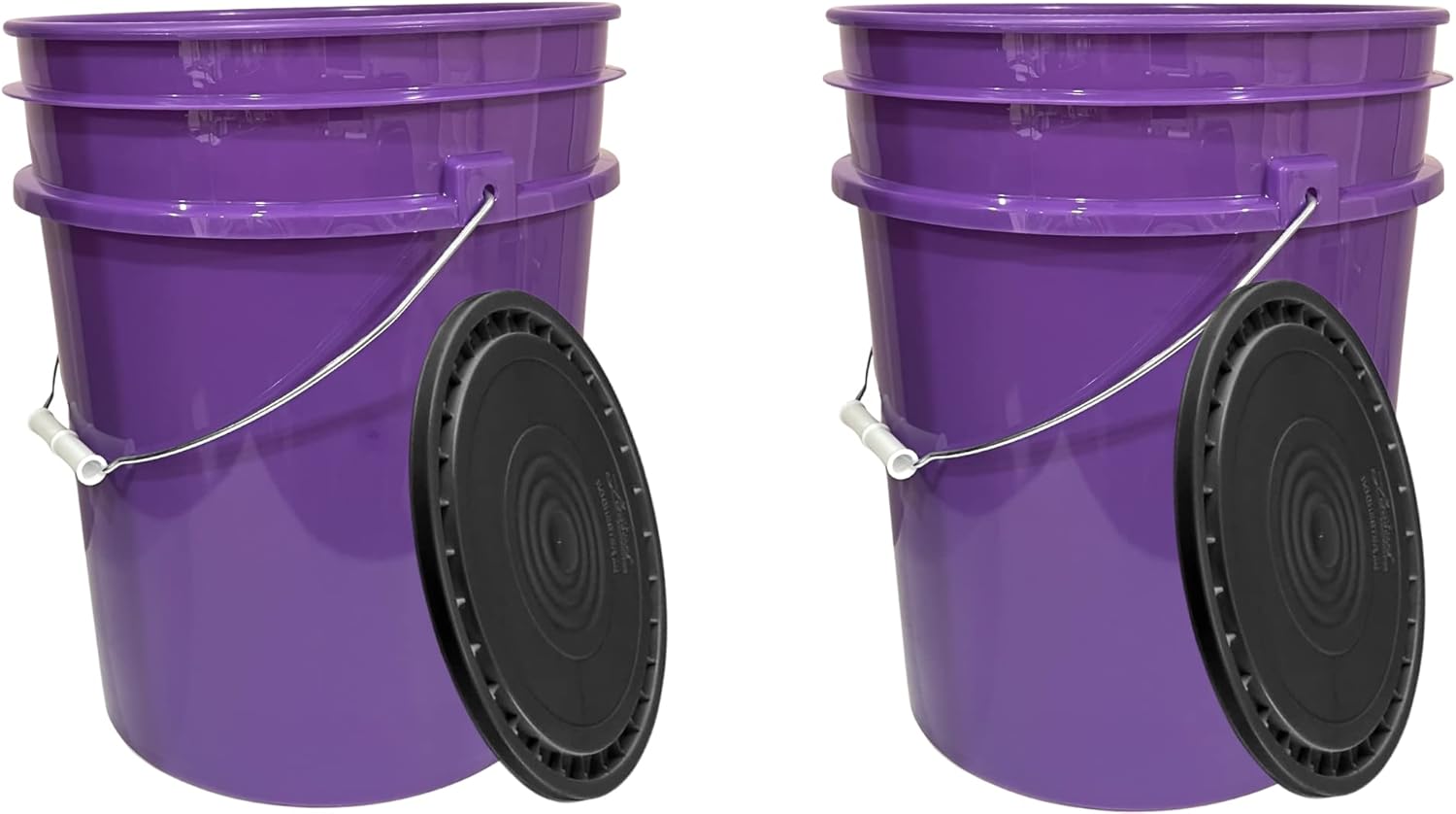 House Naturals 5 Gallon Purple Food Grade BPA Free Bucket Pail with Easy snap on Lid (Pack of 2)
