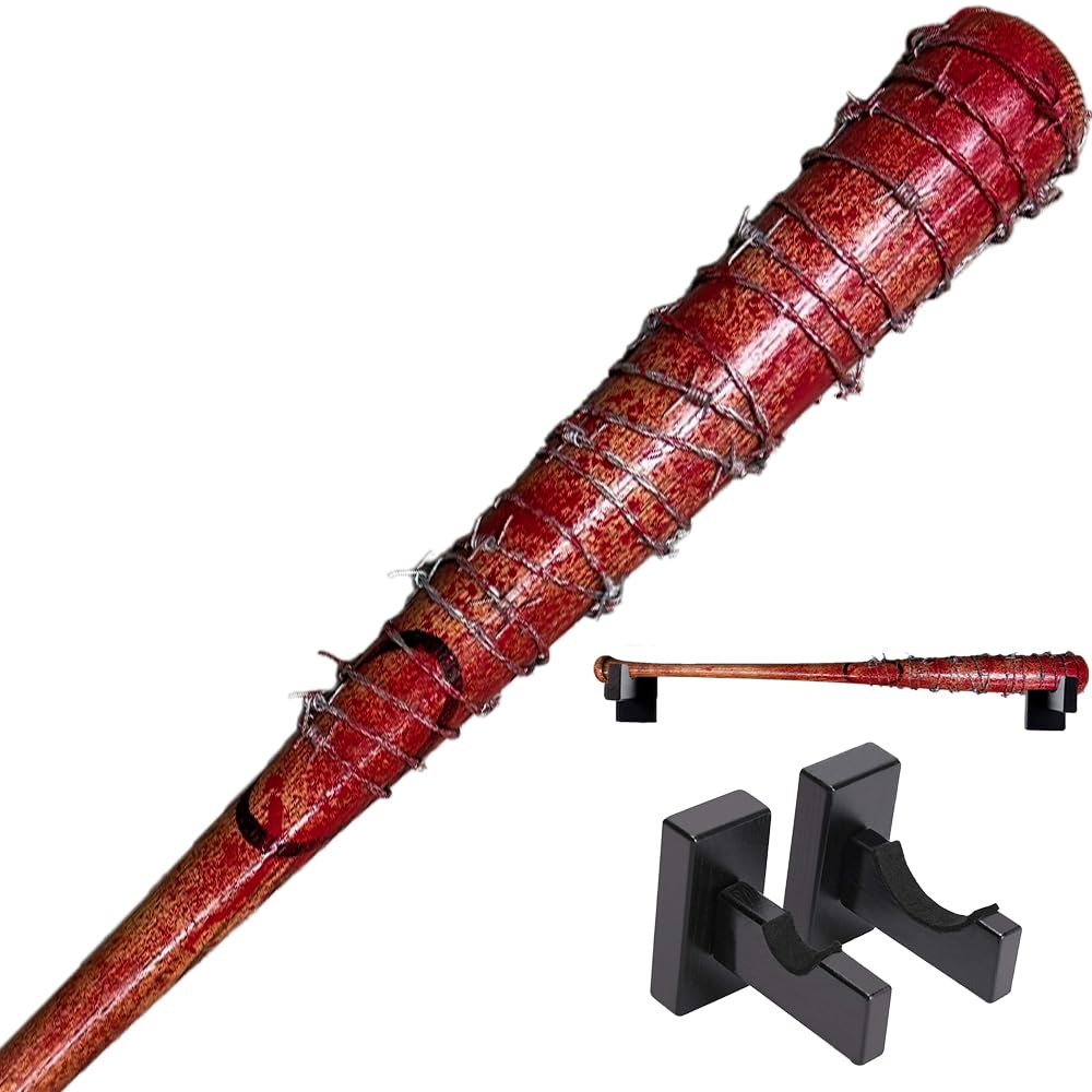 Apocalypse Lucille + Wall Mount | Walking Dead Lucille Negan Hardwood Replica | Apocalypse Version