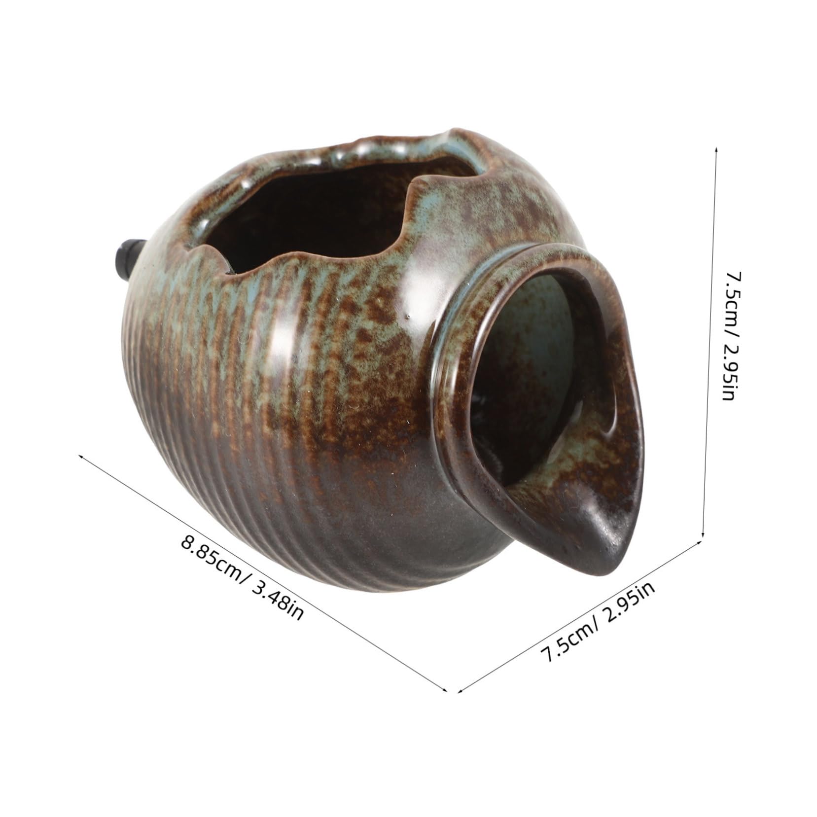 Sosoport Unique Glaze Ceramic Jar Ornaments Fish-Friendly Water Fountain Garden Pond Decor Outdoor Waterfall Accessories