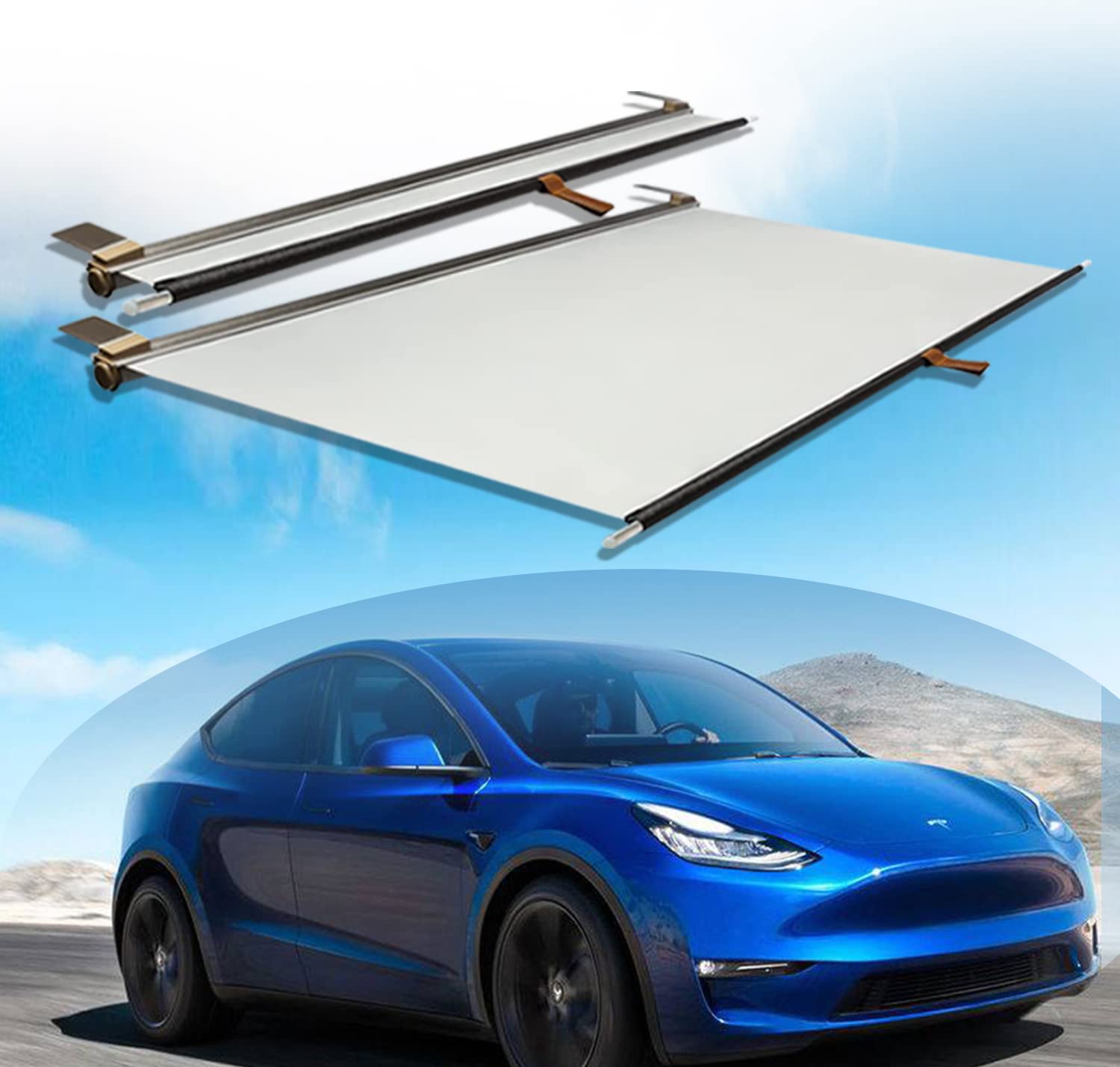 Photo 1 of Kirdarky Model Y Sunshade-Sunroof Retractable Sunshade-Tesla Model y Sunshade-Tesla Model y roof Sunshade-Shading and Heat Insulation, Rolling Storage, All-in-one Shade Easy to Store