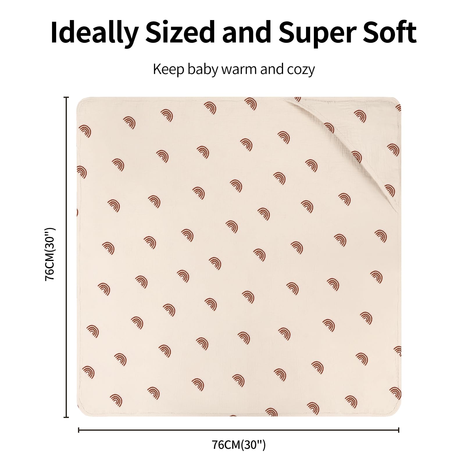 Serviette de Bain avec Capuche Bébé 76 x 76 cm, Cape de Bain Bébé à Capuche en Mousseline de Coton, Douce et Absorbante Sortie de Bain pour Bébés de 0 à 18 Mois, Lot de 2 (Arc-en-Ciel)