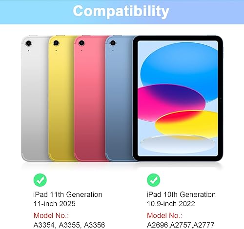 Miniatura 2 de SOPPY Funda con teclado Bluetooth y mouse para iPad de 11 generación (A16) de 11 pulgadas 2025, 10 generación de 10.9 pulgadas 2022, funda