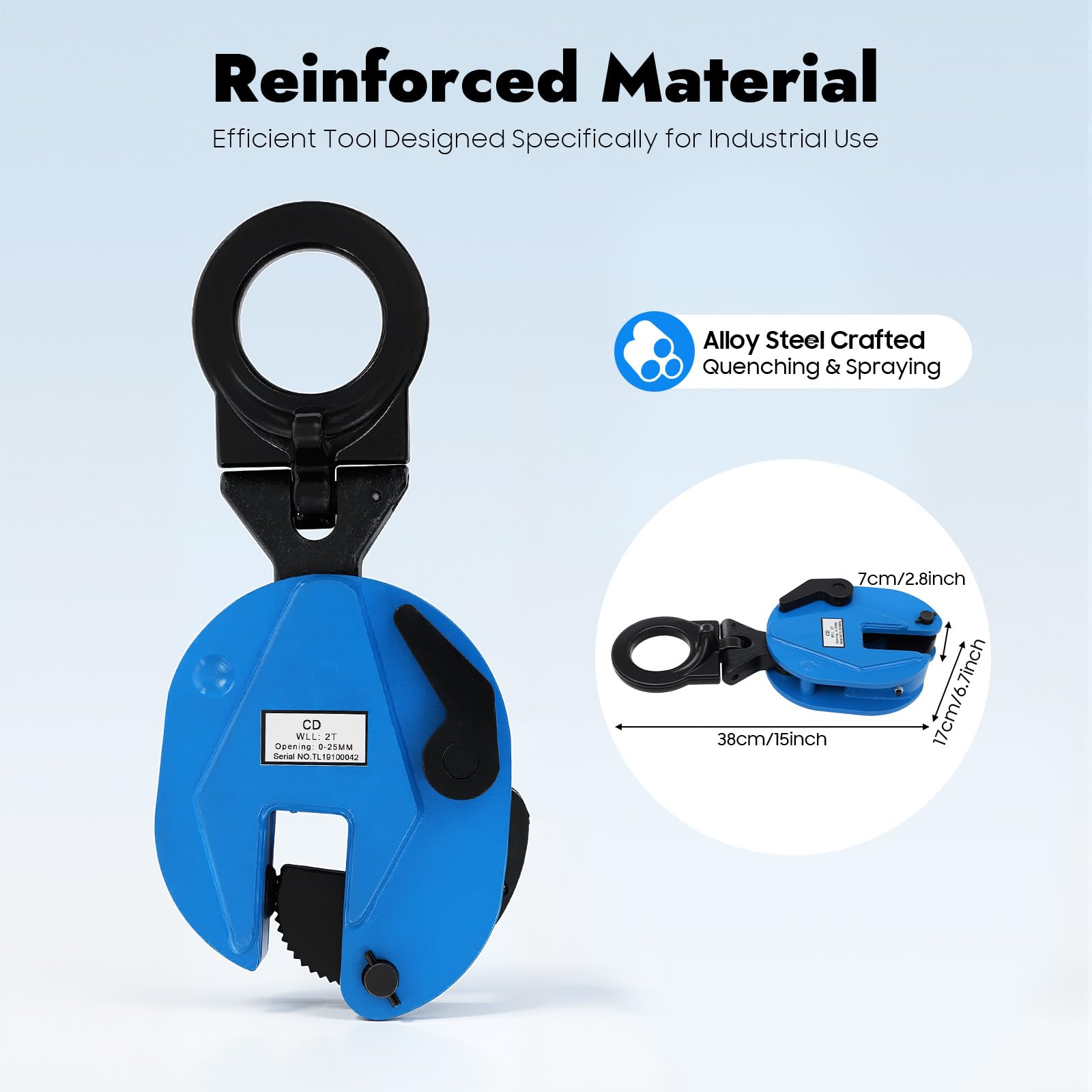 Zacisk podnoszący do płyt stalowych, 2 tony, poziomy/pionowy/boczny podnośnik do blach 0-25 mm, z blokadą sprężynową i kulką dociskową – wytrzymałe szczypce do podnoszenia płyt stalowych, idealne do
