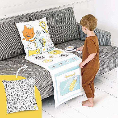 Sago Mini , 2-in-1 Fold Up Pillow Playset, Jinja’S Kitchen with Plush Accessories for Toddlers, Multicolor