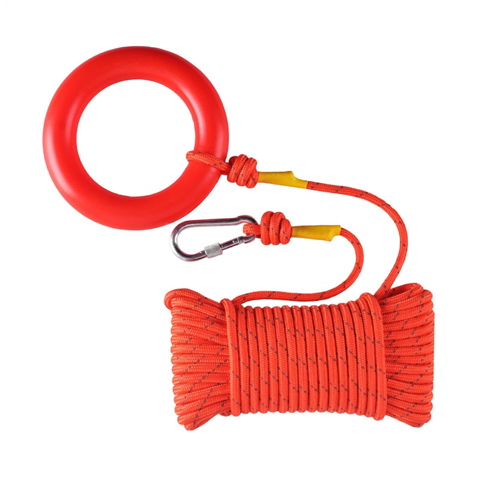Safety Rope - Floating Reflective Line, High Visibility Rescue Cord With Ring, 8mm Diameter Thickness + 10m 20m 30m Length, Reinforced Filament Thread Marine Braid - For Kayak & Lifesaving Boating