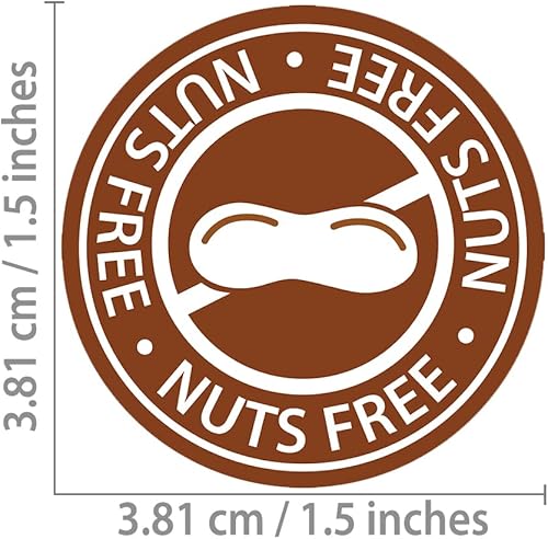 Miniatura 2 de 500 etiquetas adhesivas sin nueces de 1.5 pulgadas (1.5 in) sin tuercas, puntos circulares redondos, etiquetas de alergia alimentaria, calcomanías