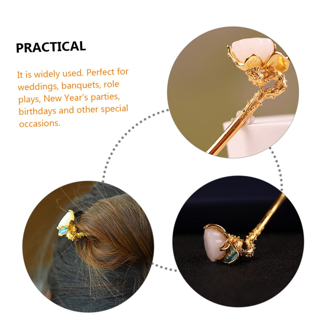 FRCOLOR 5st Haarnadel Chinesischer Haarschmuck Haarknoten-stick Chinesisches Haar Klebt Mit Essstäbchen Mit Blumenhaar Haarspangen Für Damen Haarstock Fräulein Cloisonne Metall Haarklammer