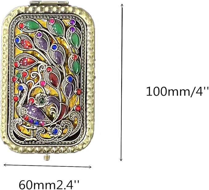 TANG SONG 6 Espejos de Bolsillo Vintage Patrón Pavo Real miniatura 3