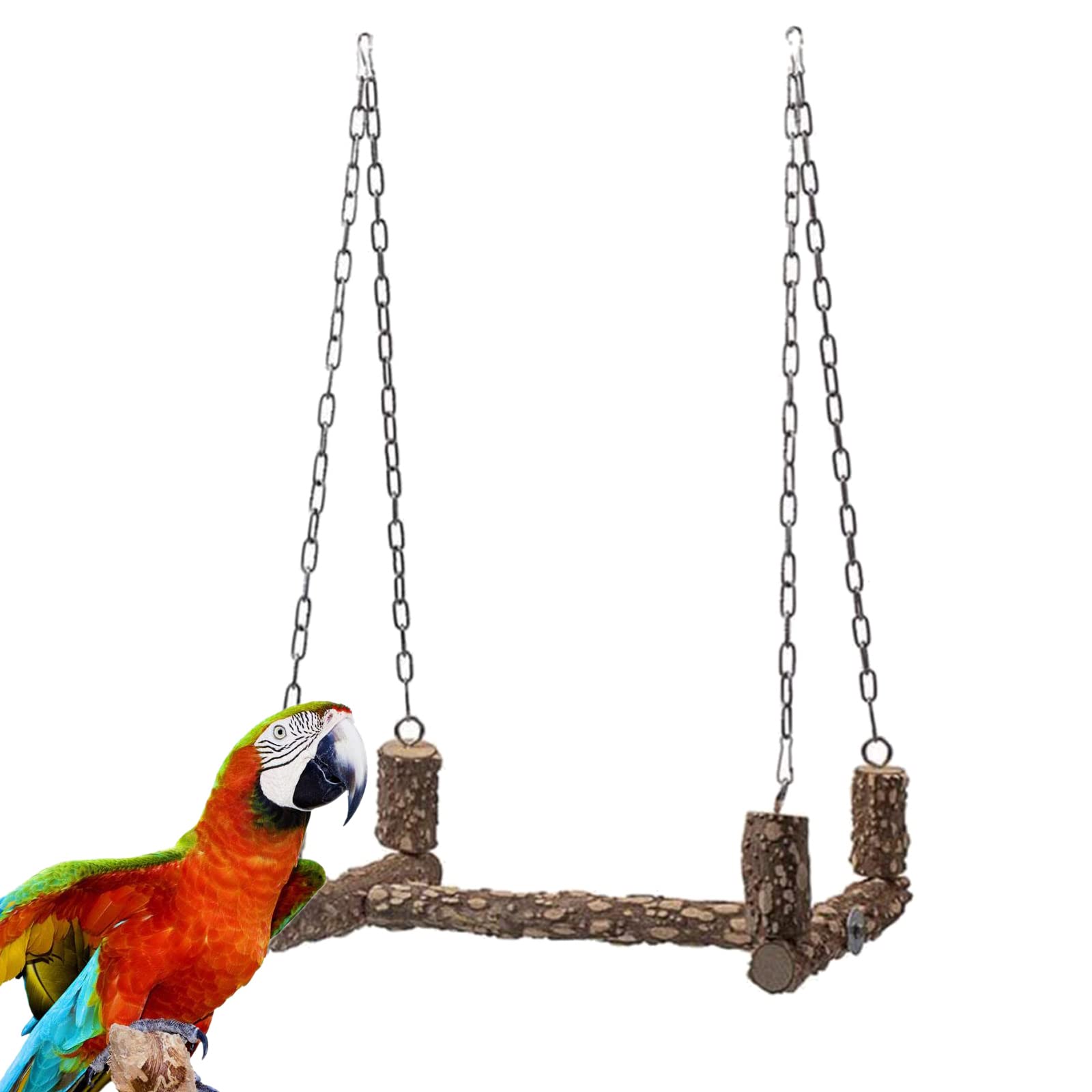 Giocattoli per uccelli posatoio in legno per grandi uccelli in legno naturale pappagallo altalena giocattolo da masticare facile da installare per grigi africani Mini ara altalena per uccelli trespolo