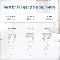 Vista 5 de Paquete de 2 almohadas de espuma viscoelástica triturada, almohada de cama ajustable, almohada refrescante para dormir con funda extraíble de bambú