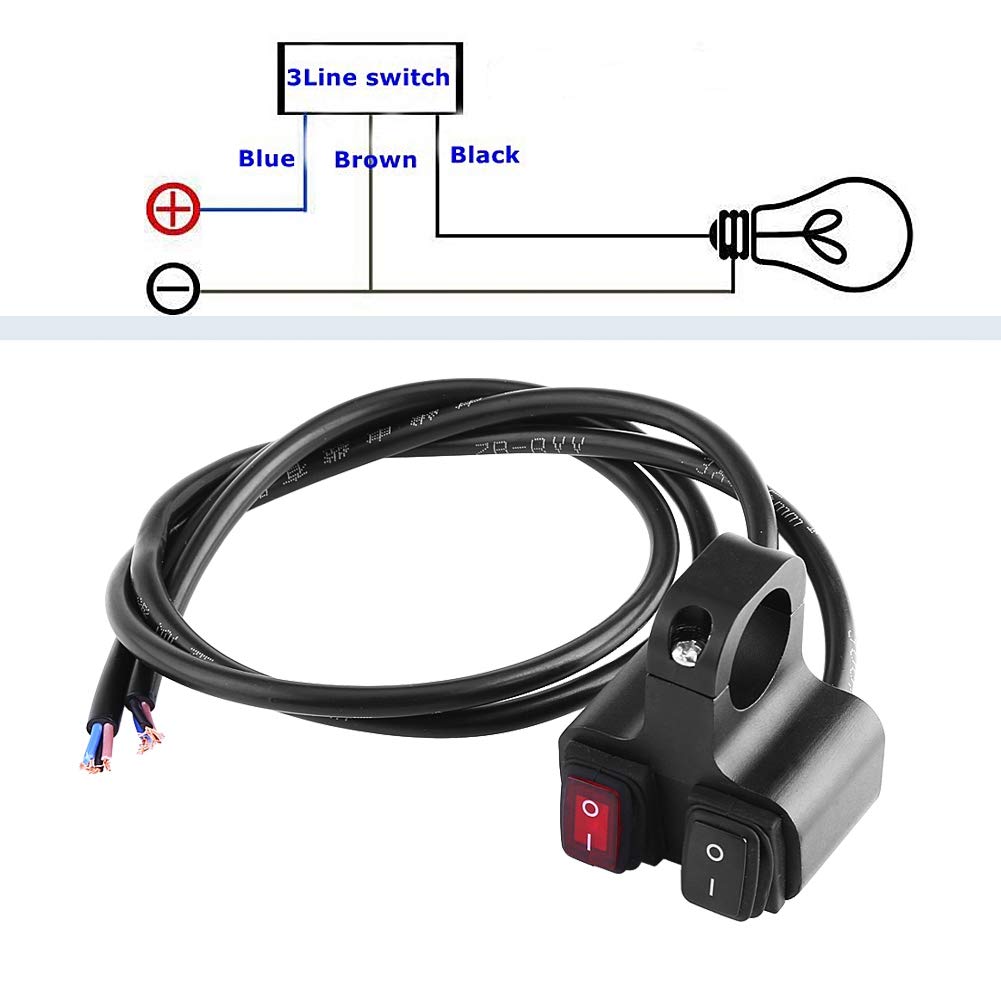 Motorcycle high Beam Low Beam Switch - 12V Motorcycle Light Switch 16A CNC Aluminum Motorbike 7/8" Handlebar Headlight Spotlight Dual On Off Switch