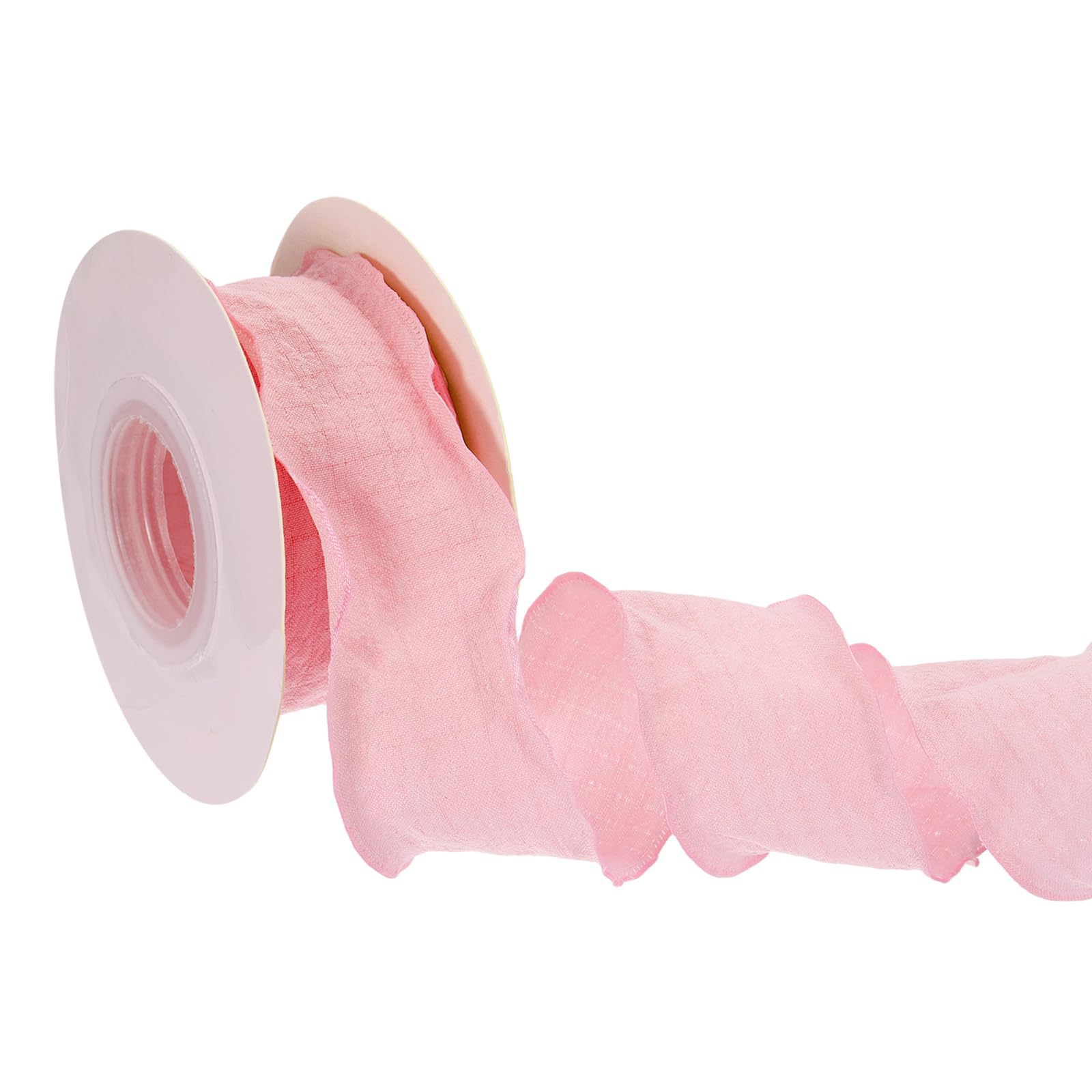 PATIKIL 10 Yards 4cm Ruffle Ribbon, Polyester Micro-Pleated Ribbon Trim Double-Sided Wave Edge Fabric Trimming for Gift Wrapping Bouquet Sewing Wedding Decor DIY, Pink