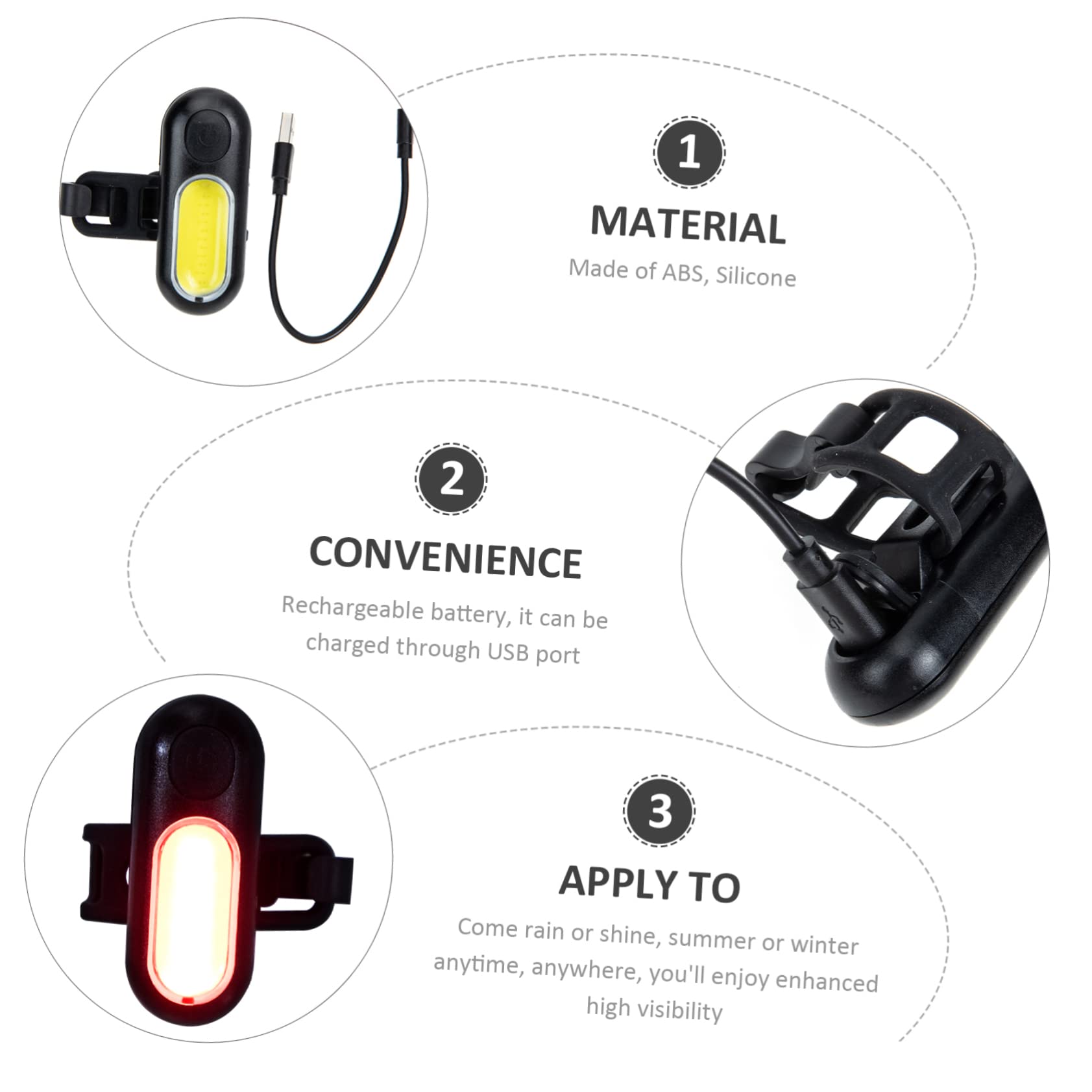 OSOLADY Led Safe Bike Lamp Bike Tail Light 5 Modes Night Cycling Lamp Sturdy Silicone Abs Easy Install