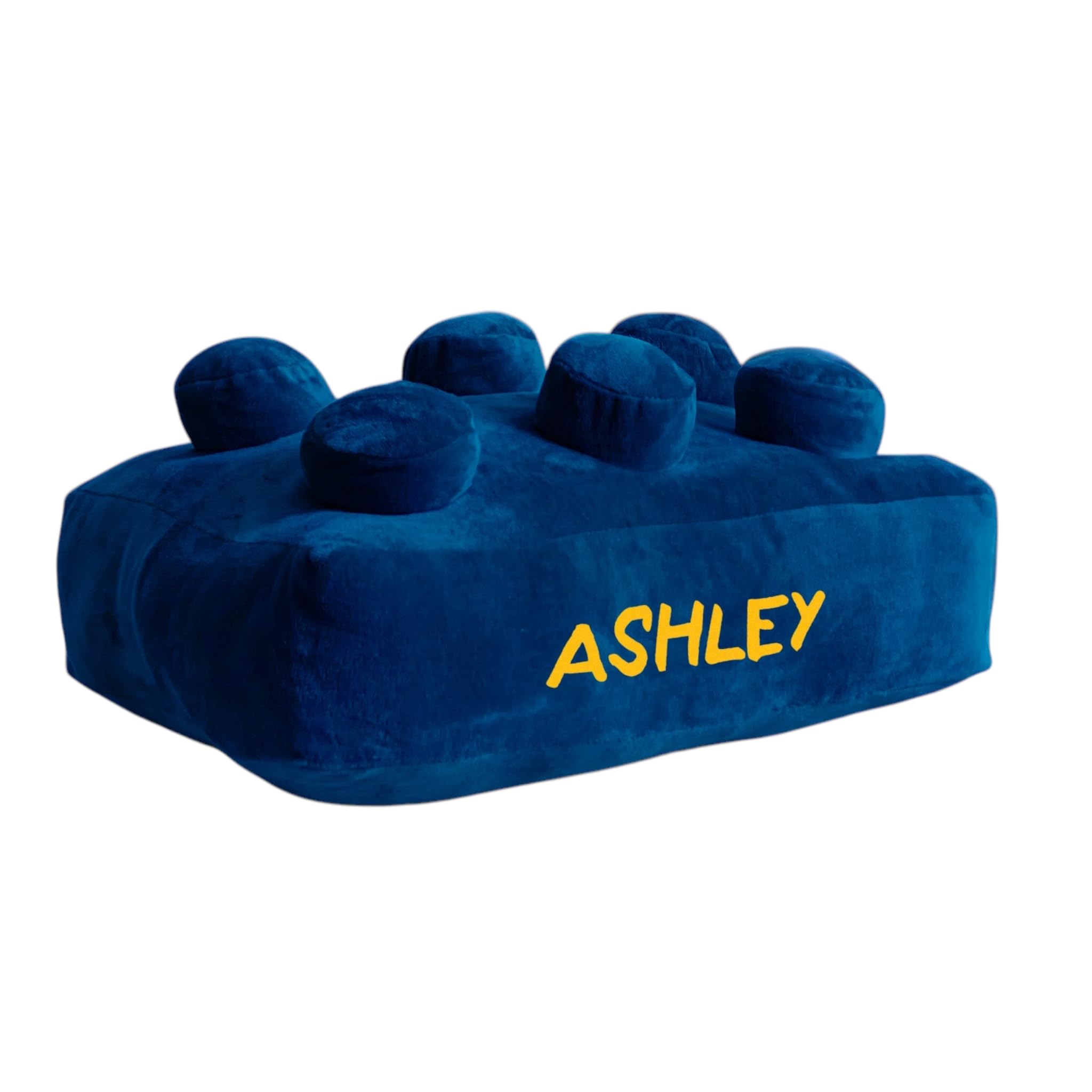 Echo Three Blue Personalised Building Brick Cushion | Pillow Name | Kids Room Gift Home Filled Cushions Decorative Retro Fun
