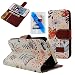 MOLLYCOOCLE Painted Fashion Style Wallet Card Case Magnetic Design Flip Folio PU Leather Standup Cover Case with Colorful Flower Leaf Bird Pattern for iPhone 5 5S 5G