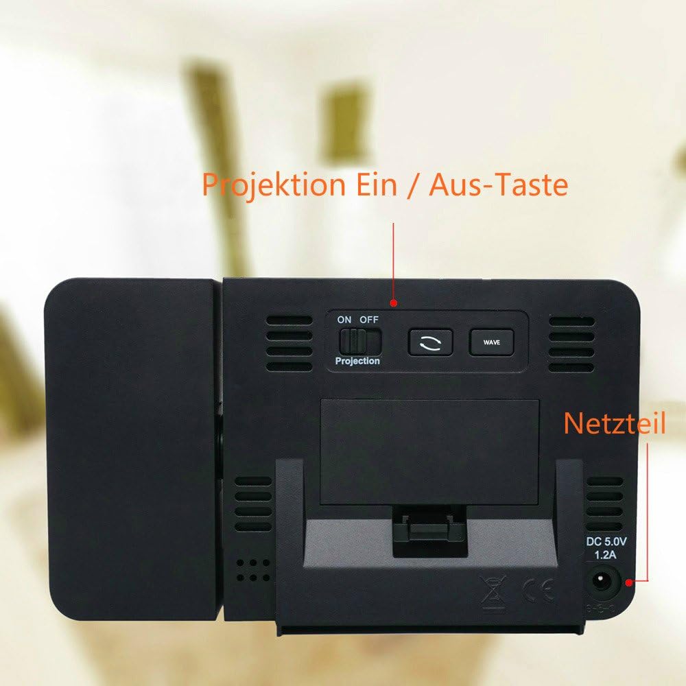 Back view of FanJu FJ3531B showing power input and projection switch