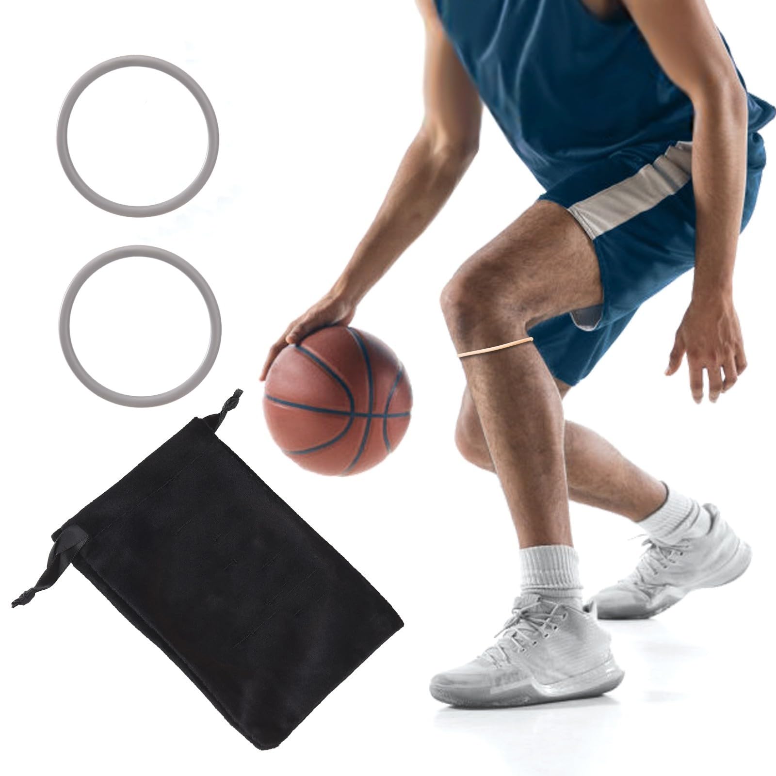 Fine Patella Tendon Knee Strap for Knee Pain Relief,Basketball Patella Tendon Stabilizer Knee Brace Silicone Band Knee Brace Elasticity Fixed Protection Patellar Ring for Working Out (2PCS Grey)