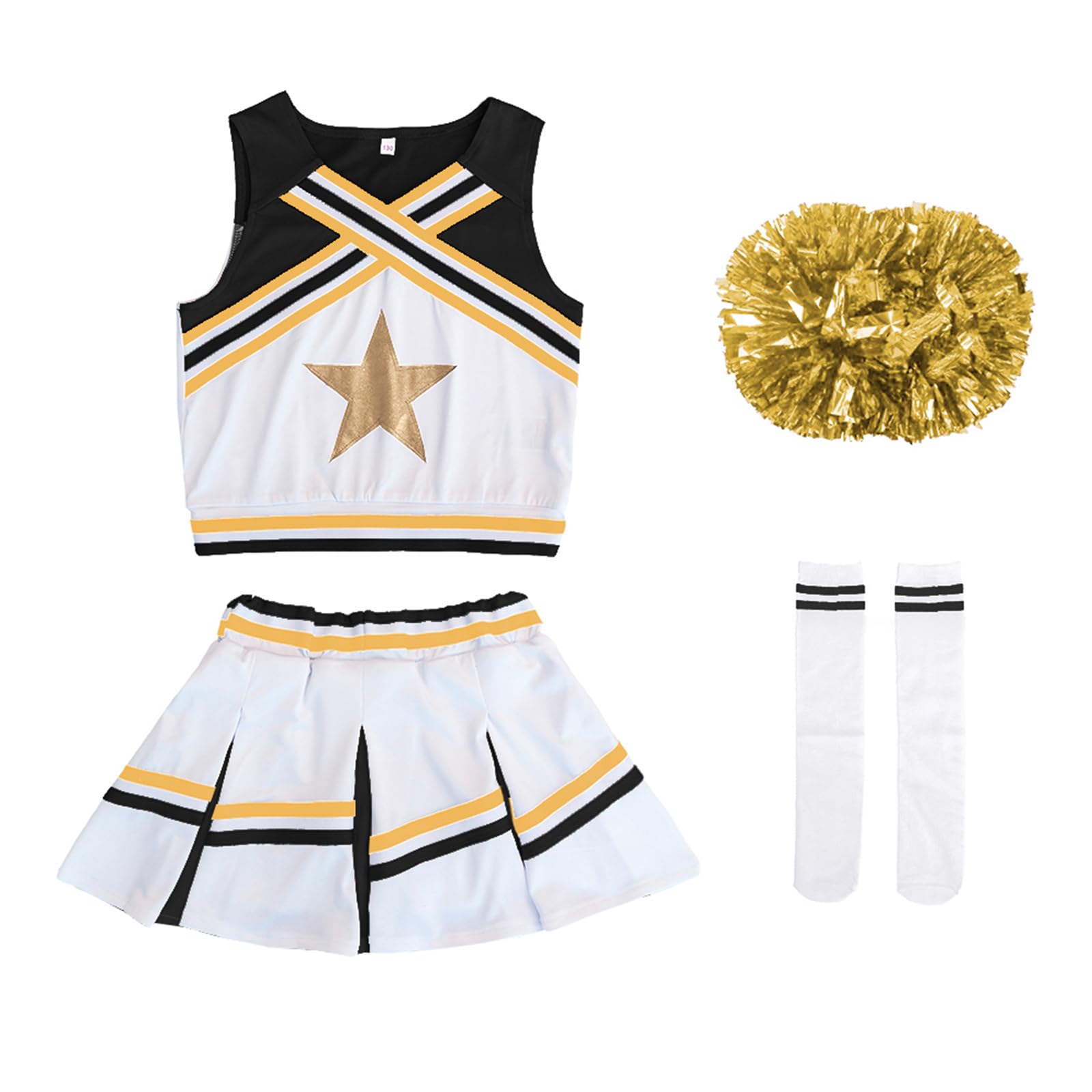 LOLANTA Costume da Ragazza Cheerleader, Carnevale o Evento Sportivo Fancy Dress Up con l'abito di Pom Poms, 4-13 Anni