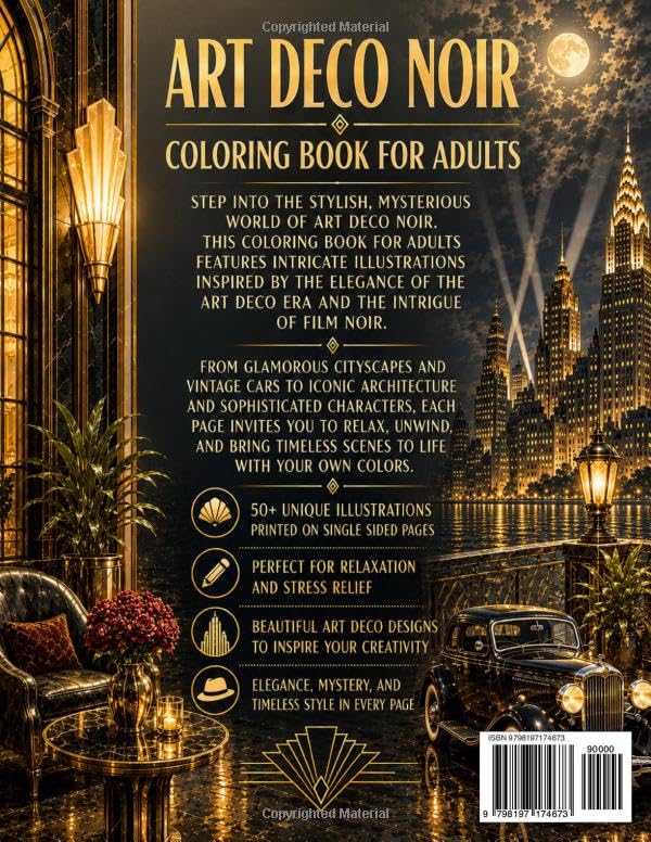 Art Deco Noir: A 1930's Urban Coloring Book for Adults image 3