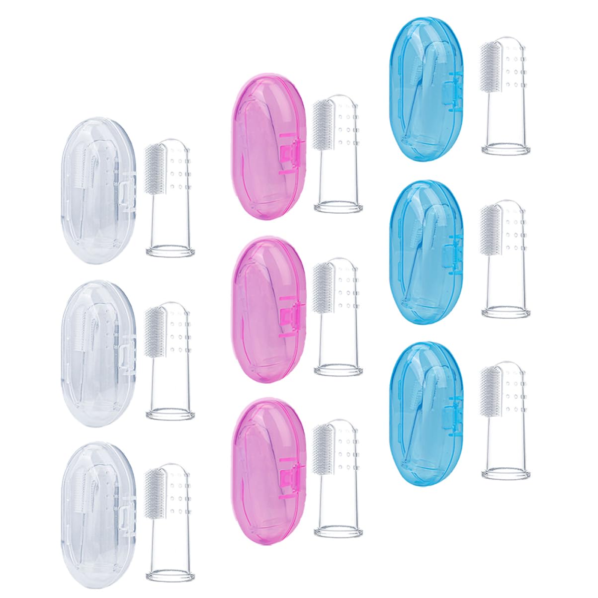 SOESFOUFU Silicone Finger Toothbrush Kit Newborn Brush Oral Cleaning Tool Teething Brush for Boys and Girls 9pcs Pack