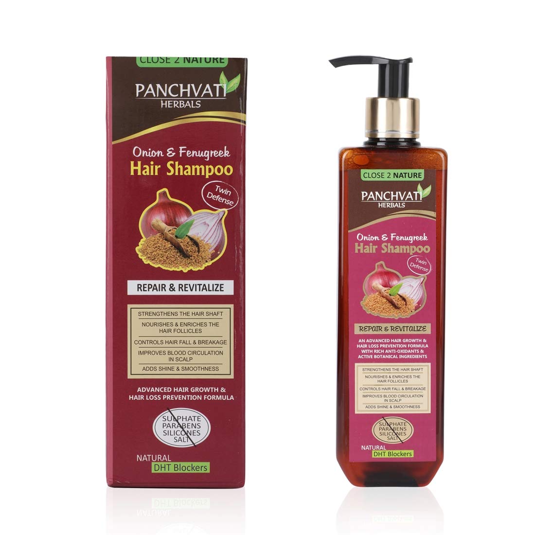 Panchvati Onion Fenugreek Hair Shampoo, 300 ml - No Sulphate, No Parabens, No Silicon & salt
