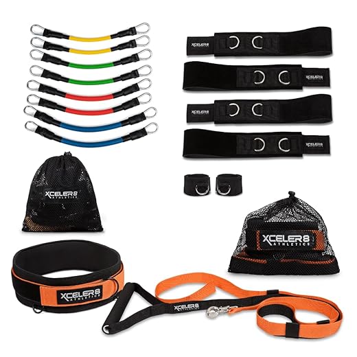 PERFORMANCE BUNDLE: Speed and Agility Training Equipment Set: Strength and Leg Resistance Bands & Overload Running Resistance Harness & Release | Sprint, Track & Field, Football | Training Videos