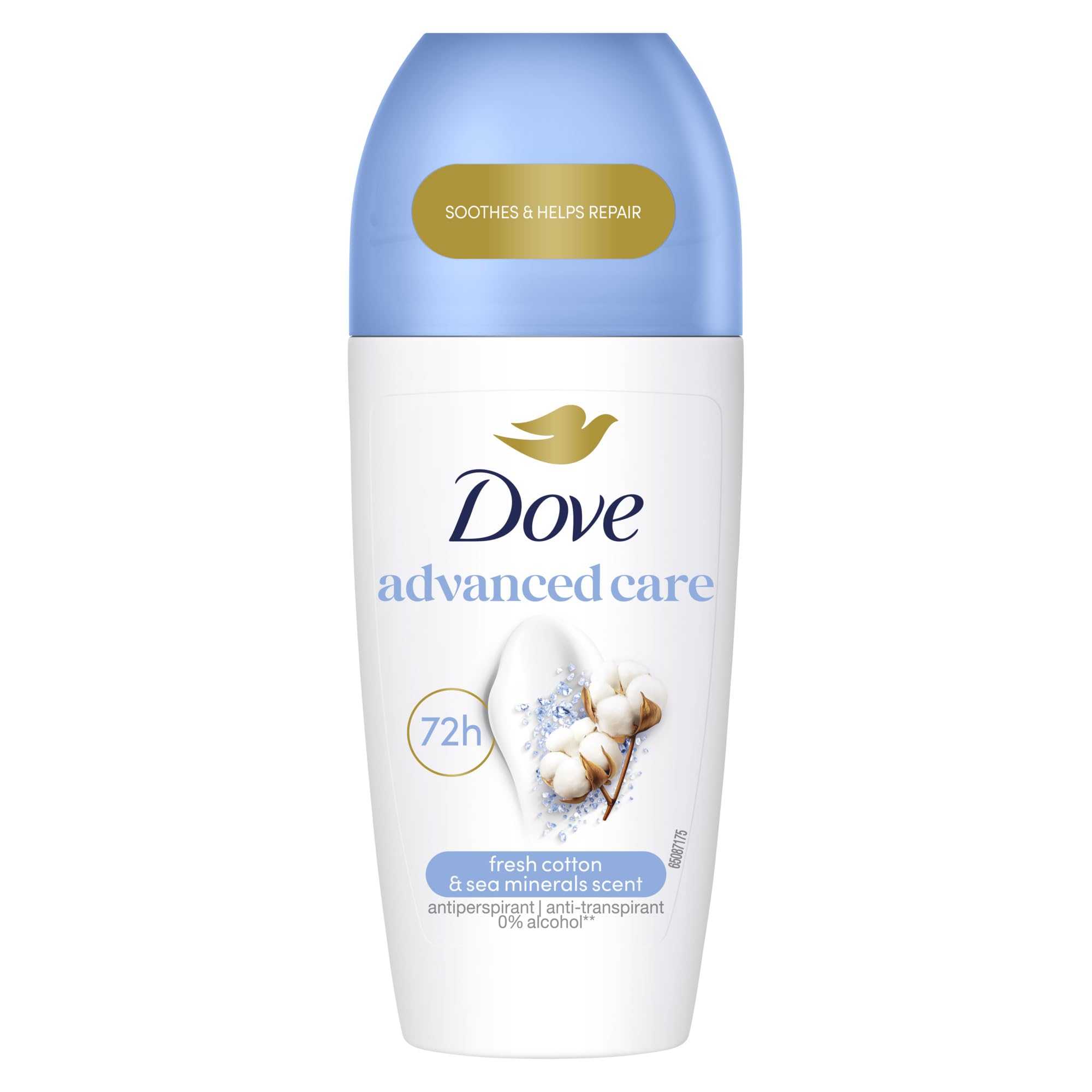 Dove Advanced Care Anti Transpirant Roll-On Baumwoll- & Meeresmineralienduft Deodorant mit 72 Stunden Schutz vor Achselnässe und Körpergeruch 50 ml