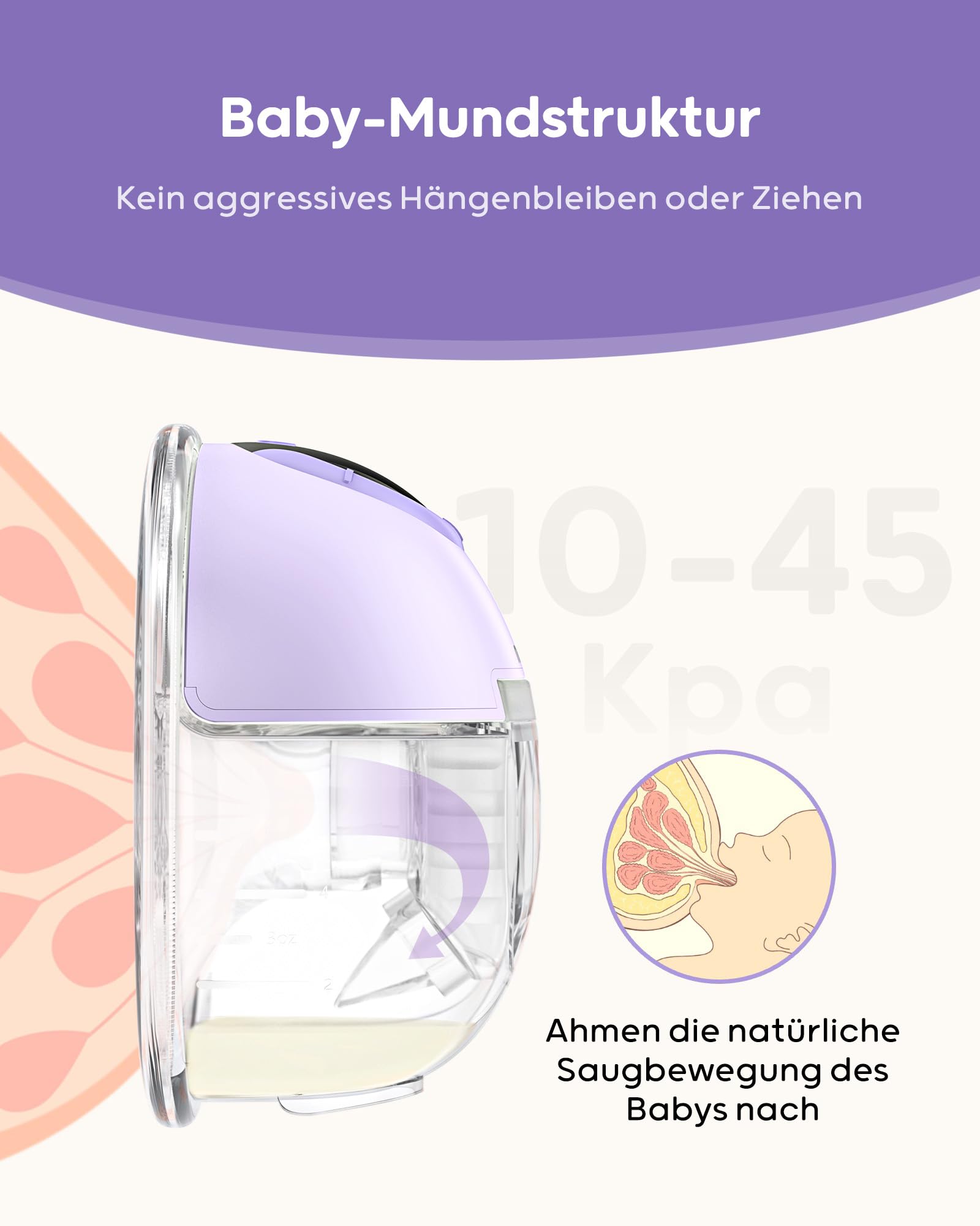 Nuliie Tiralatte elettrico a mani libere S32, tiralatte portatile indossabile, 4 modalità, 9 livelli, flangia comoda da 24 mm, accessori più privati e sostituiti inclusi (2 confezioni, viola)