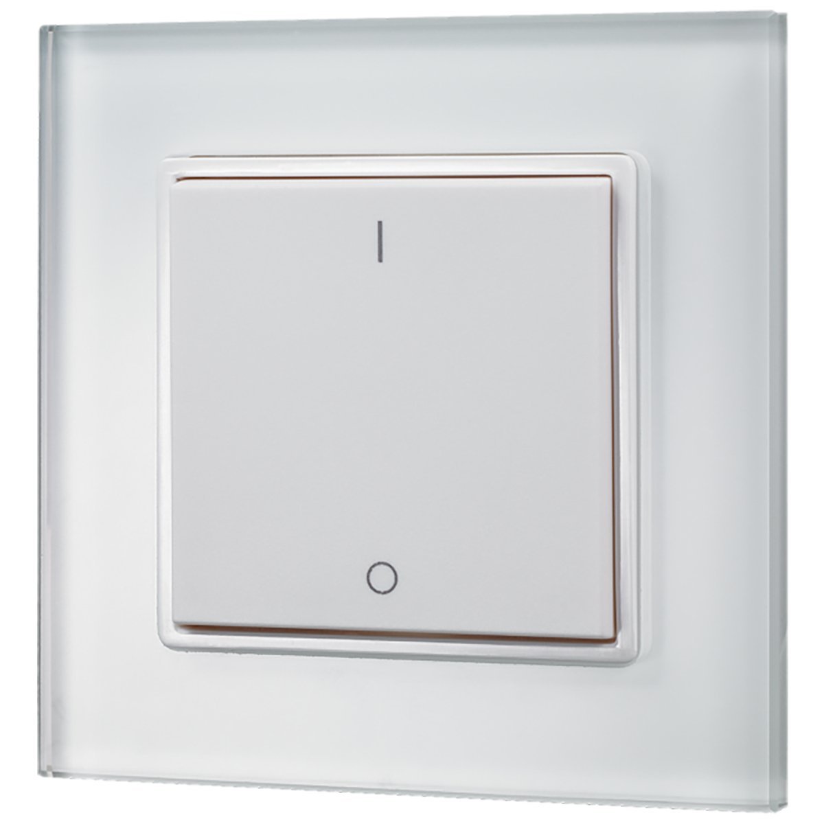 Design da parete Dimmer con interruttore a bilanciere per LED bianchi, 1 Zone, Funk, da incollare, Vetro bianco