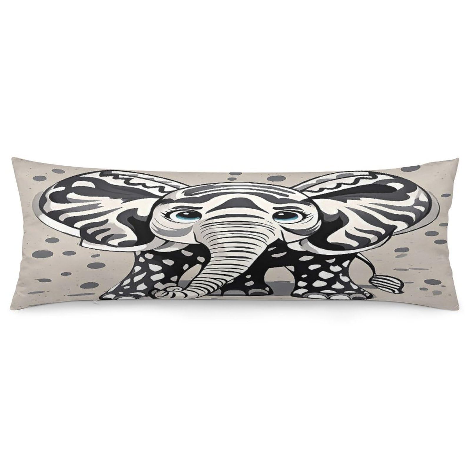 FekiLoot Black and White Elephant Throw Pillow Cover Soft Lumbar Pillow Covers with Zipper Breathable Rectangular Cushion Case Polyester Pillow Case Decorative Body Pillow Cover for Couch Bed