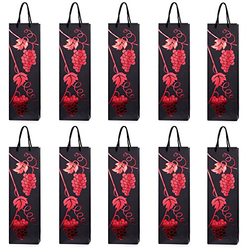 10 Flaschentüten Geschenktüten für Wein Prosecco und Champagner 40 x 12 x 9 cm Weinreben Rotwein