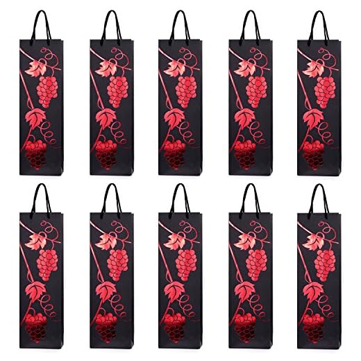10 Flaschentüten Geschenktüten für Wein Prosecco und Champagner 40 x 12 x 9 cm Weinreben Rotwein