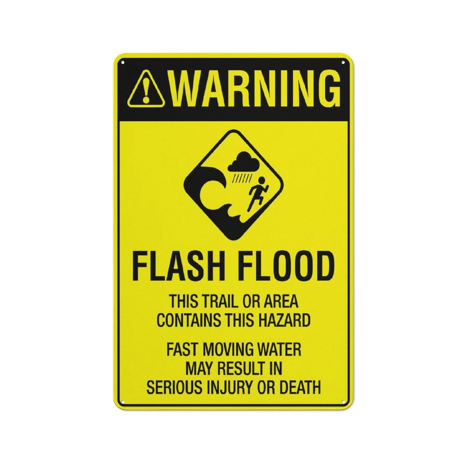 Warning - Flash Flood (Bright Yellow) Sign, 8x12 Inch Rust-Free Aluminum Outdoor Metal Tin Sign for Home, Business, Yard