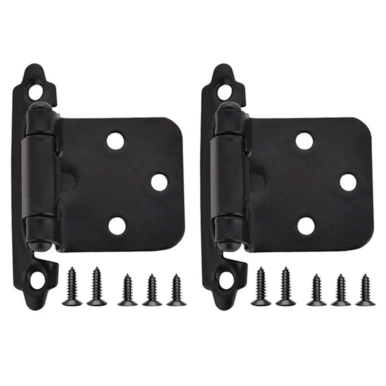 American Self Closing Spring Hinge with Screws Overlay Cabinet Door Flush Hinges 2Pcs(Black)