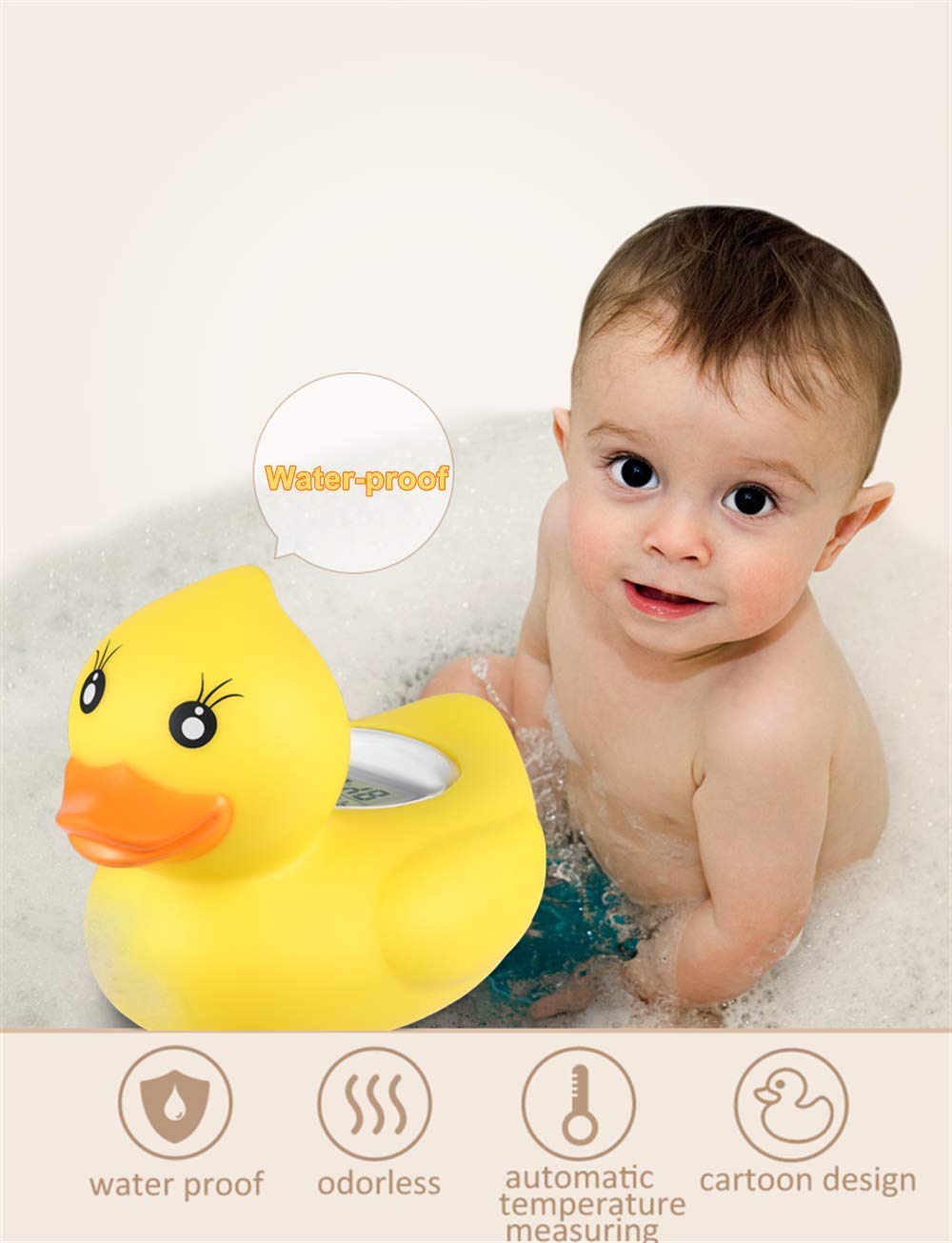 Thermomètre De Bain Bébé Flottant - Mesure Rapide En °C Et °F - Étanche IPX7 - Indicateurs Chaud/froid - 12