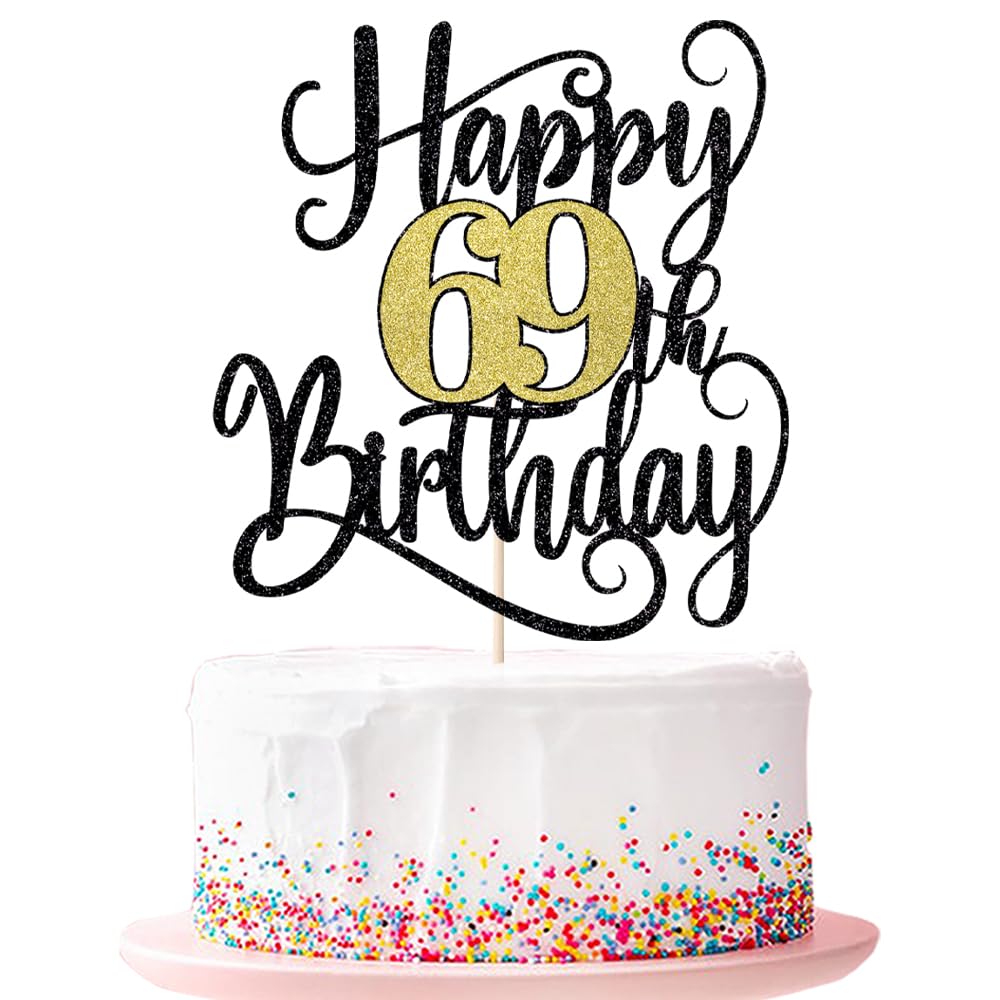 Ruscalin happy 69th birthday cake topperοΌ 69 birthday party cake decorations