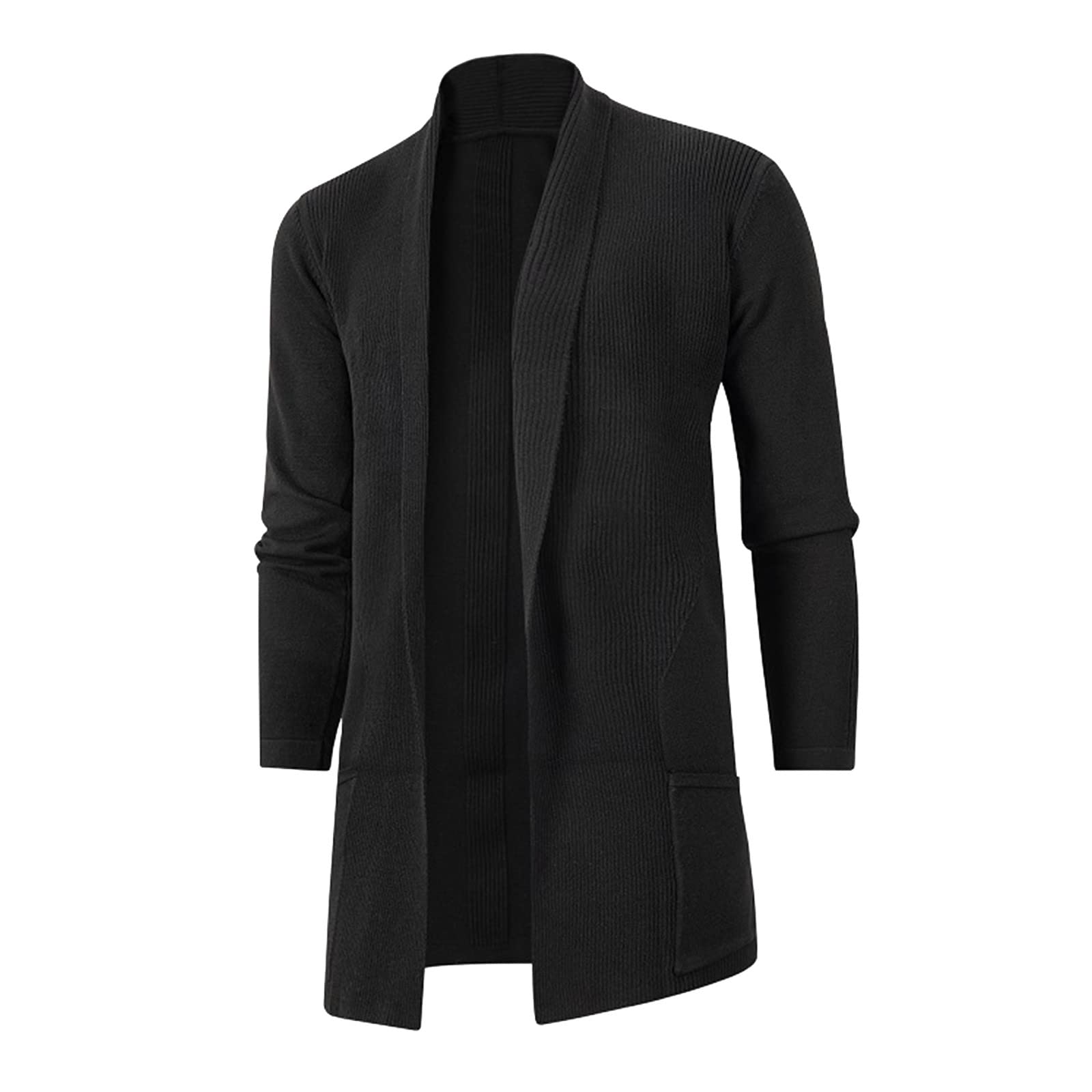 Herren Jacke Long Open Edge Cardigan Lange Sweatjacke Slim Fit Baumwolle Hemd Oversize Long Fit Herrenhemd Baggy Herren Angenehme Übergangsjacke Für Männer Leichte Langarmhemd