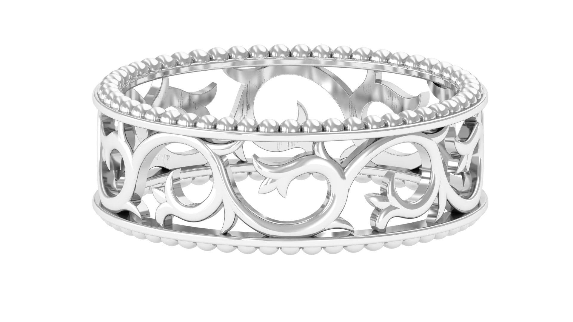 Certified Vintage Inspired Wedding Band Art Deco Filigree Anniversary Ring for Women - Ideal For Gift