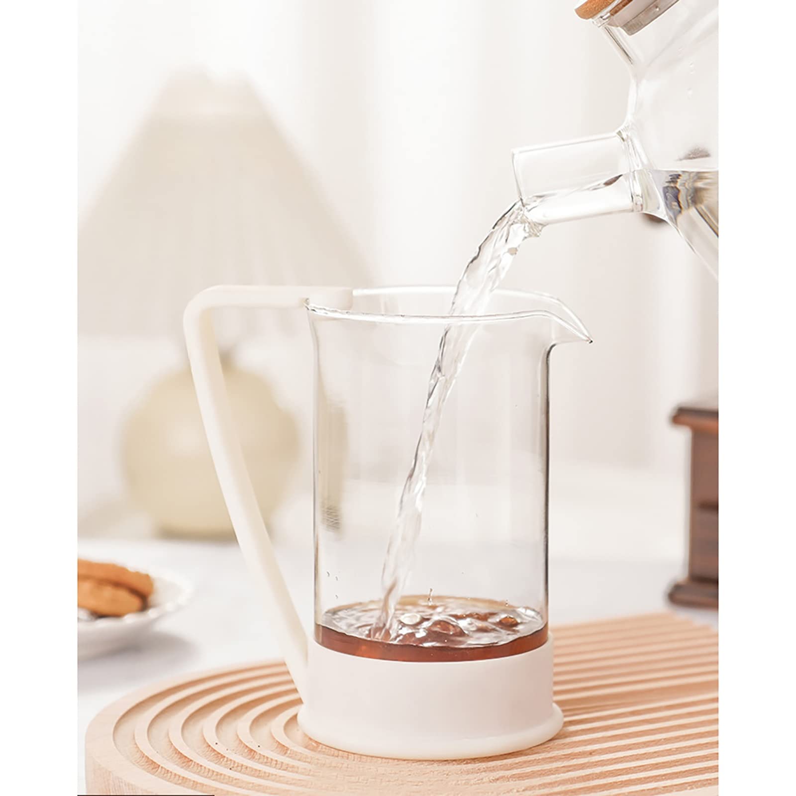 Feyiubmen Caffettiera Francese - 600 Ml, Vetro Borosilicato, Acciaio Inossidabile - Foto 8