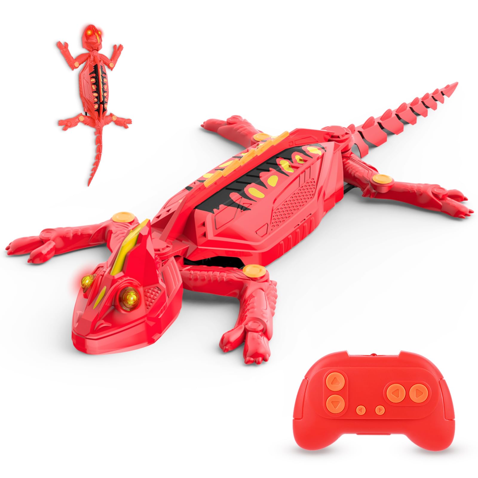 Euakee Recargable Camaleón Teledirigido, Lagarto Teledirigido con Ojos Led Luminosos, Lagarto Trepador de Paredes, JRegalos de Cumpleaños para Niños Niñas 3 4 5 6 7 8+ Años (B