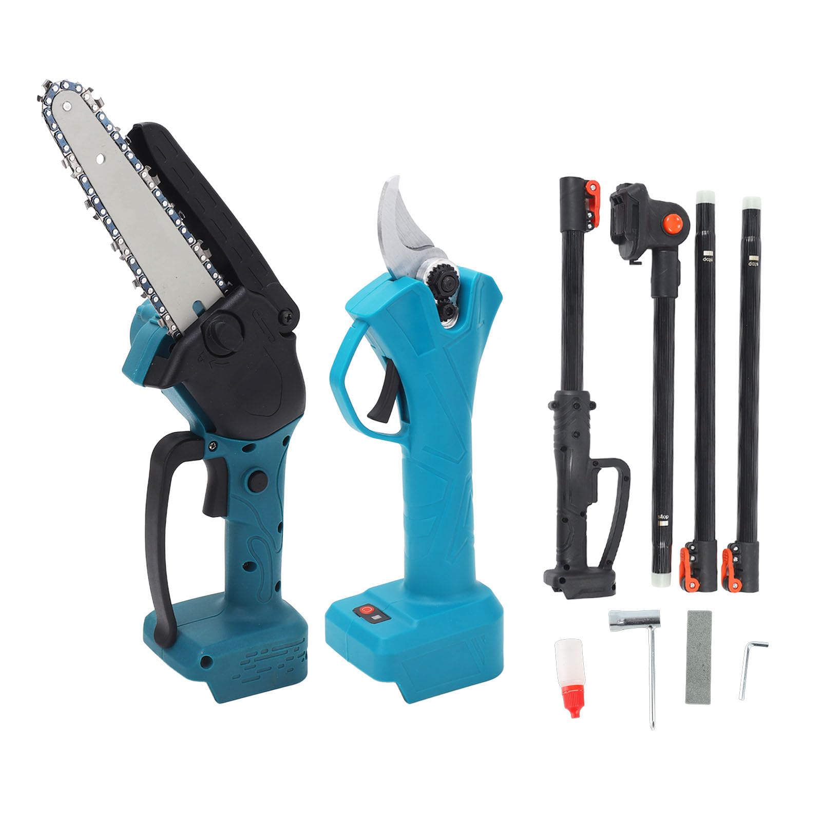 Generic Juego de Minimotosierra y Tijeras de Podar Inalámbricas, Herramientas de Corte Eléctricas Compactas para Uso en Jardín con Hoja SK5 de Poste Extensible