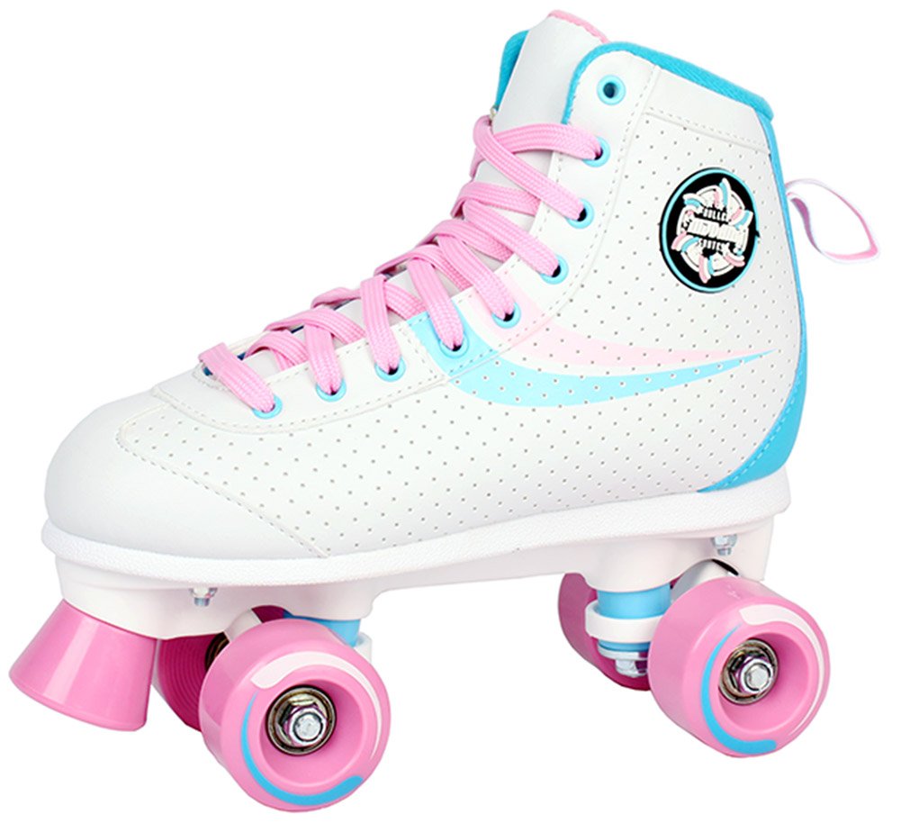 Nijdam Ladies Rollerskates Retro Swirl White / Light Blue / Light Pink