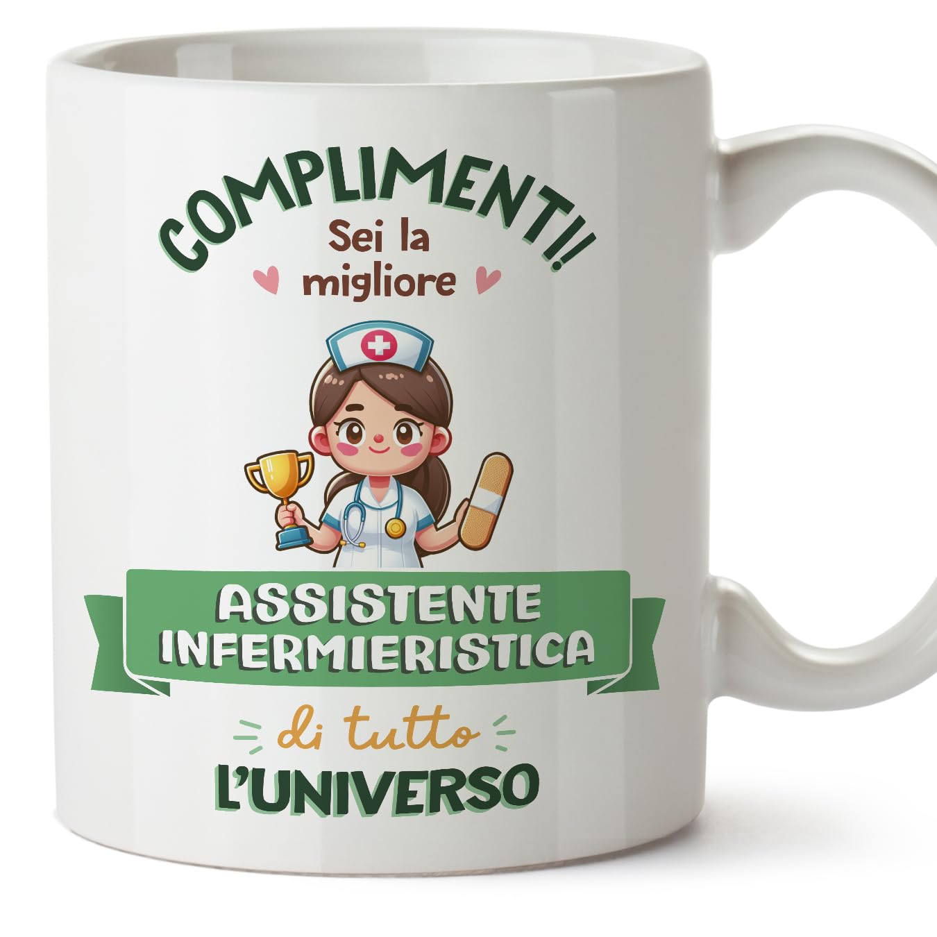 MUGFFINS Nursing Assistant Woman Mug - in Italian - Miglior Universo Trofeo - Funny Gift for Colleagues - Ceramic 11oz Mug
