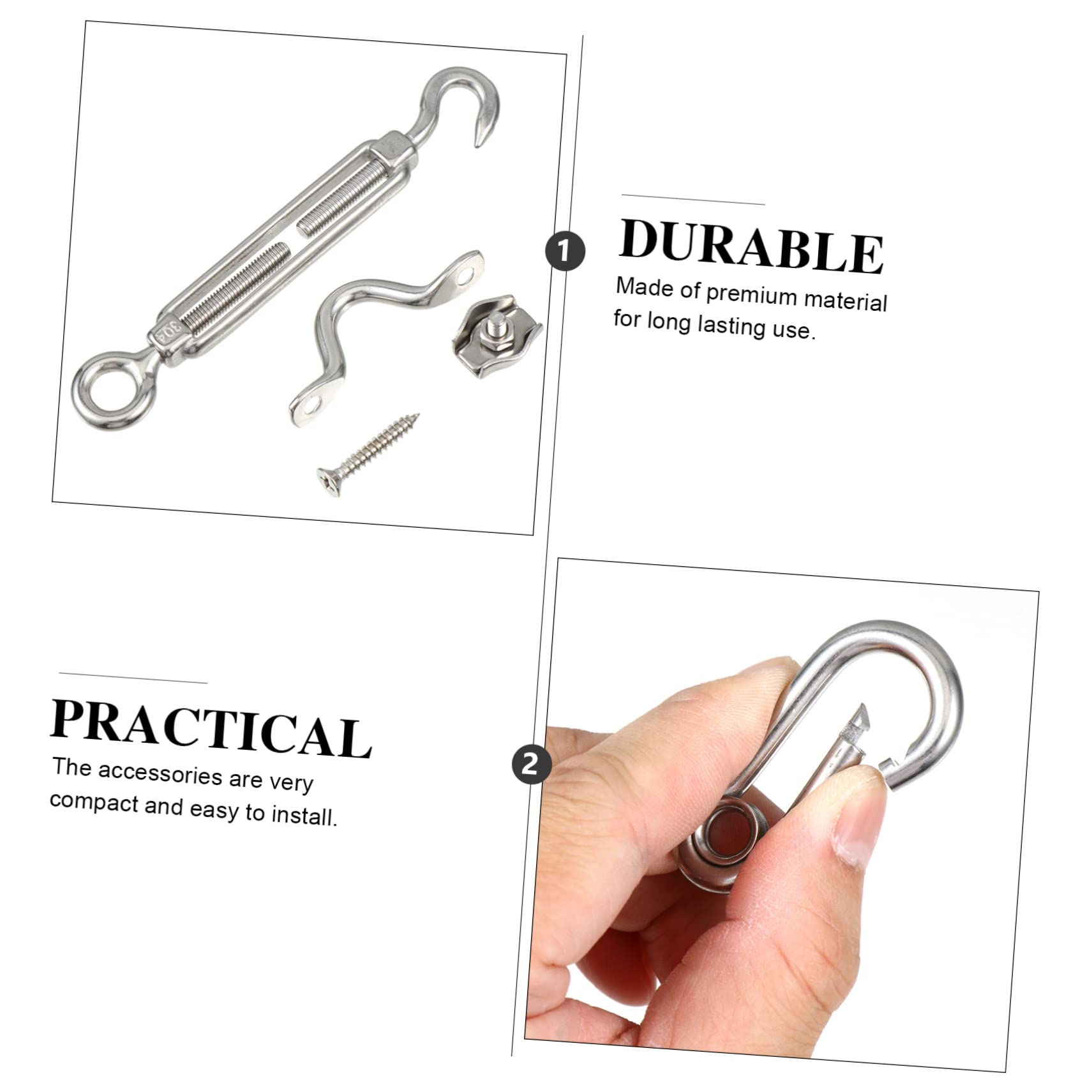 Cabilock 1 Set String String Light Hanging Kit Stainless Steel Coated Wire Rope with Hooks Outdoor Suspension for Garden and Patio Lighting