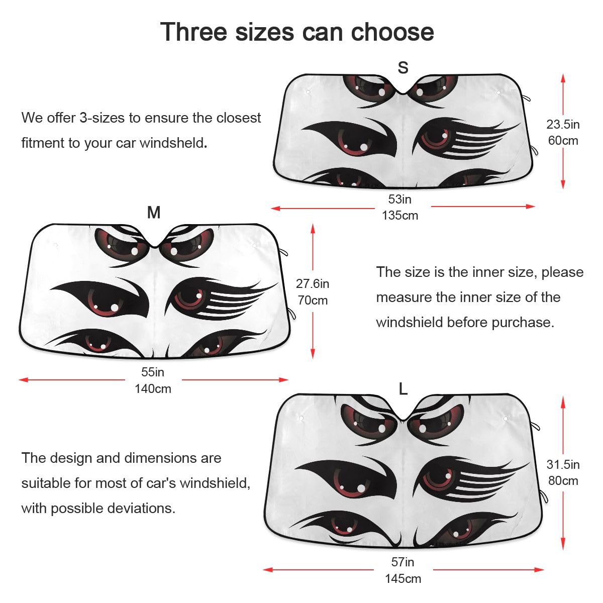 Acouto Cartoon Eyes Auto Parabrezza Sun Hun Sun Protettore Pieghevole
