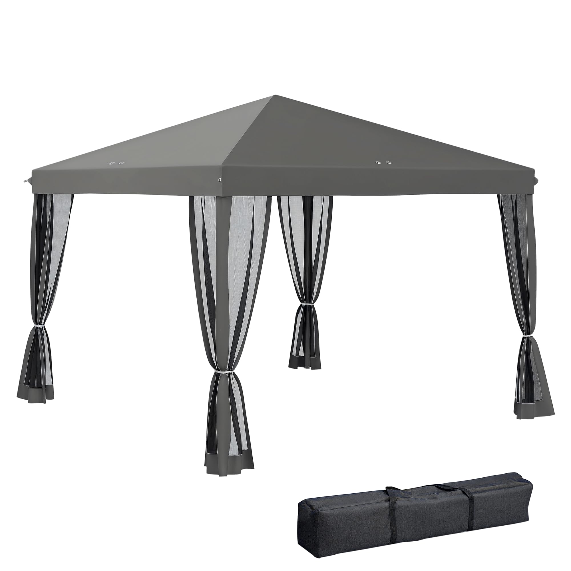 Outsunny Gray Heavy Duty Pop Up Gazebo With Removable Mesh Sidewall Netting