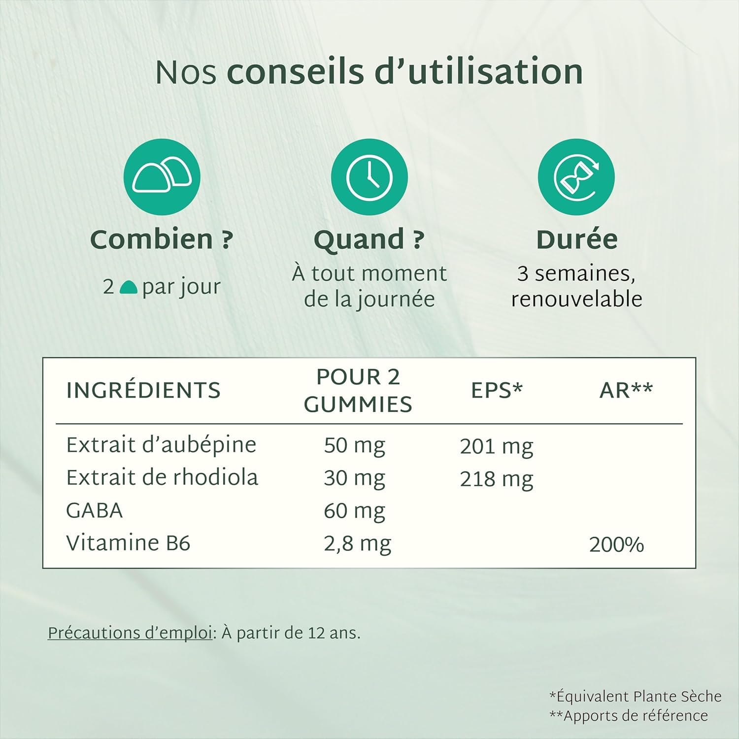 Mium Lab - Anti-Stress, Réduit la Fatigue Physique et Mentale - Équilibre nerveux - GABA + Plantes Adaptogènes (Aubépine & Rhodiola) + Vitamine B6 - Goût Pomme - Cure 21 jours - Fabriqué en France