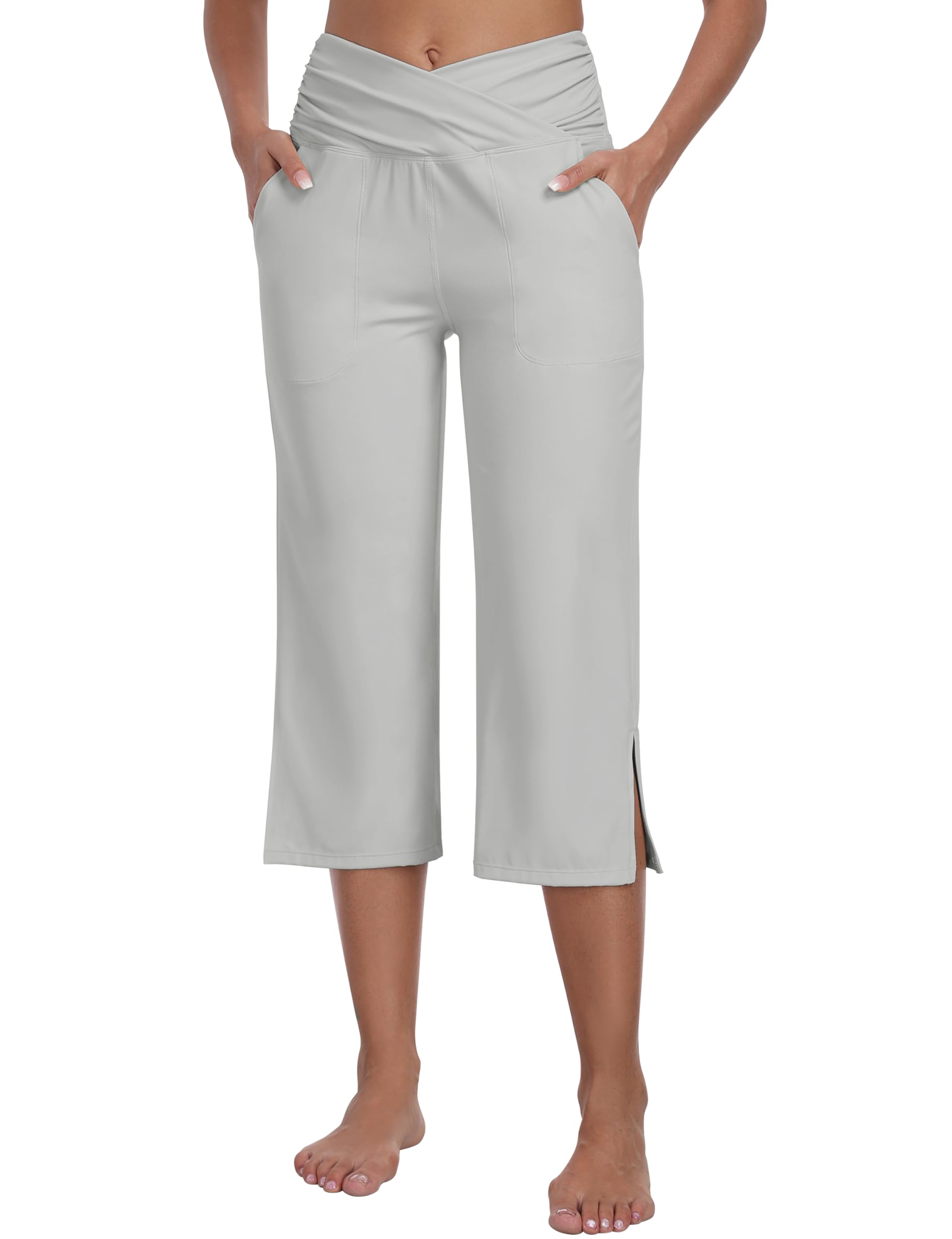 MoFiz Pantalon de randonnée 3/4 pour Femme Été Capri Pantalon de Yoga Stretch avec Poches